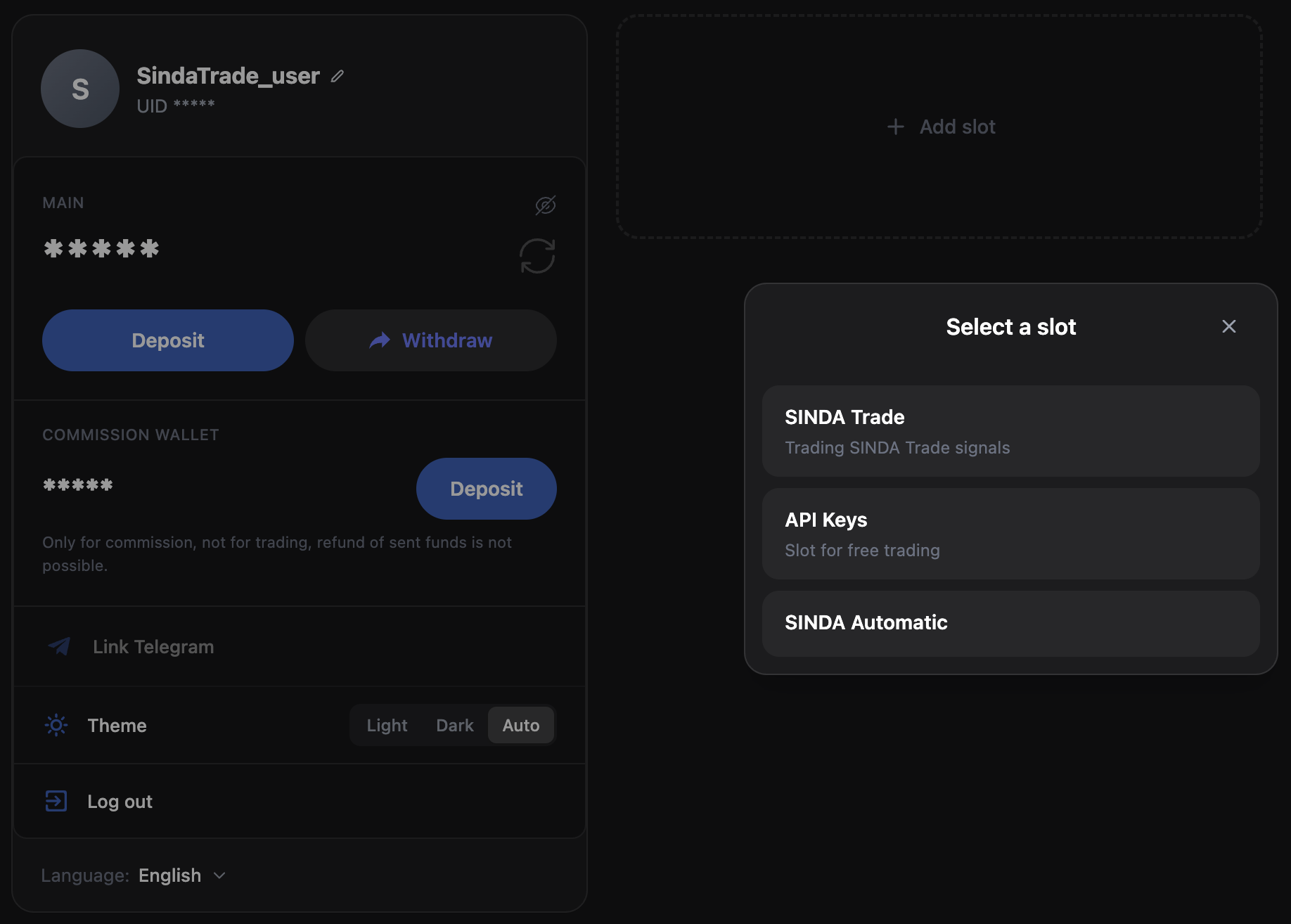 Broker interface with UID and balance